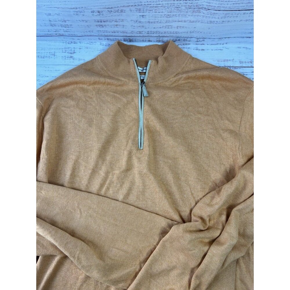 Peter Millar Sweater Mens Large Orange 1/4 Zip Pullover Cashmere Silk Cotton - Picture 7 of 12
